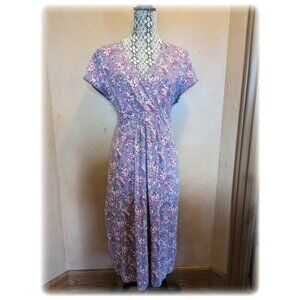 Vintage Boden Waist Detail Jersey Midi Dress Muted Plum Floral Size UK18L US14L